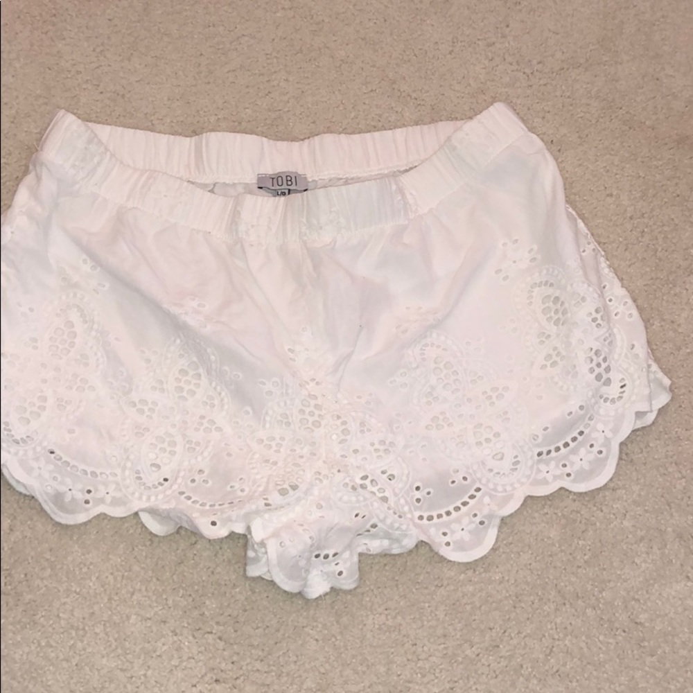 White eyelet shorts